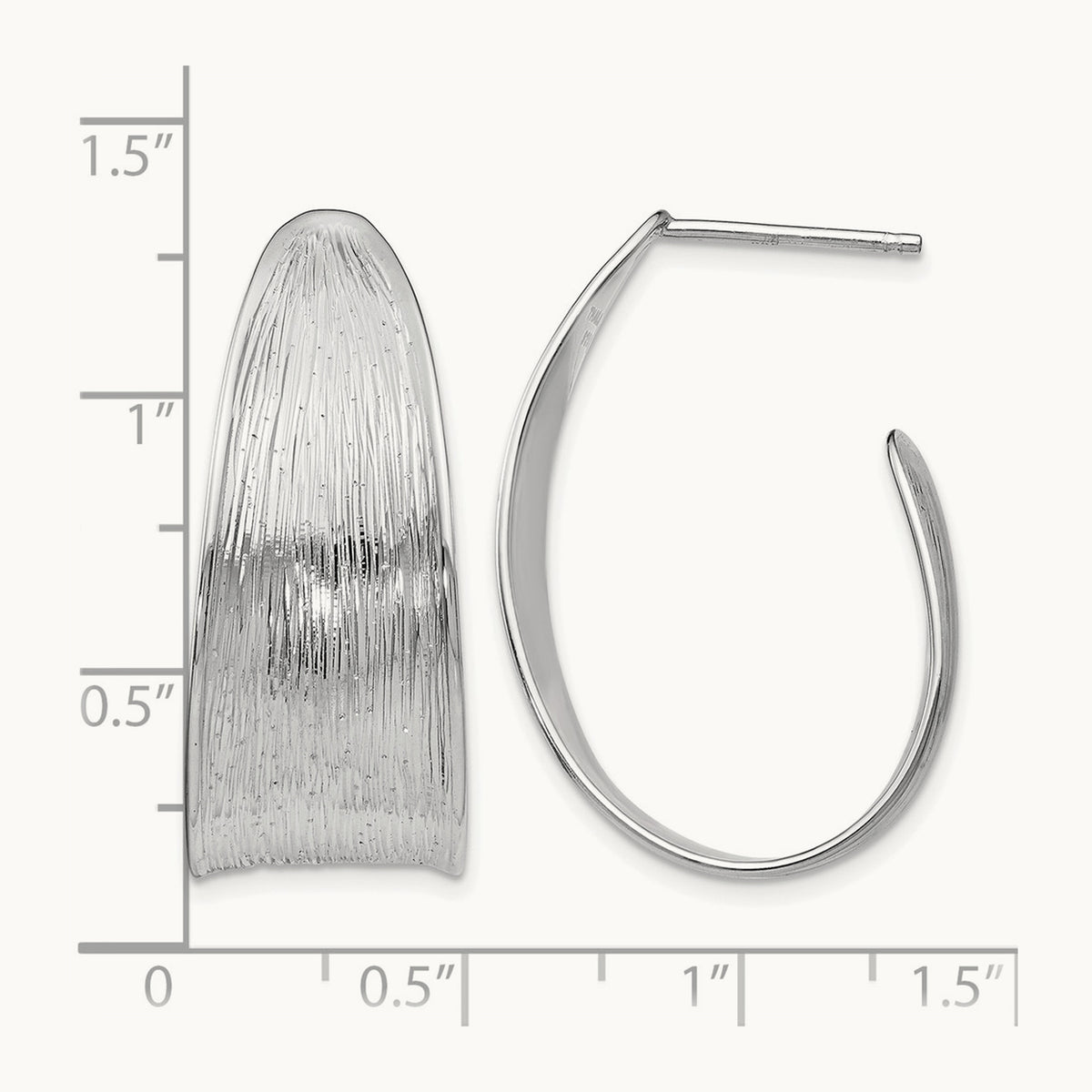 RH-plated Polished and Textured Earrings, Sterling Silver — Leslie's