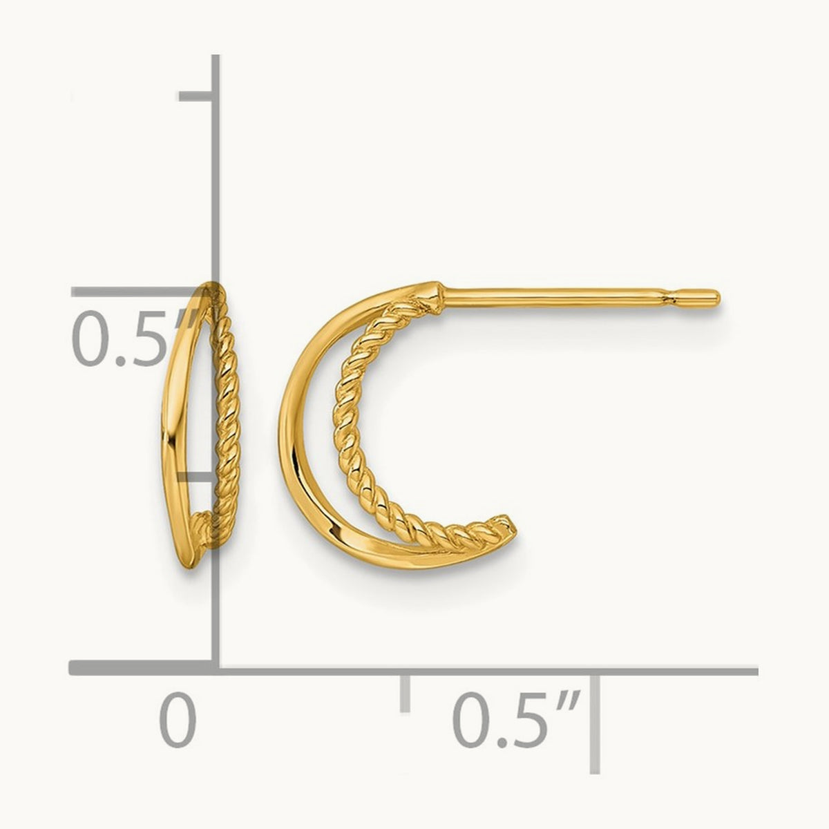 Polished and Twisted Post C-Hoop Earrings, 14K