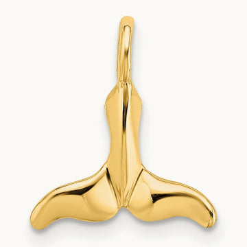 Polished Mini Whale Tail Charm — 16mm