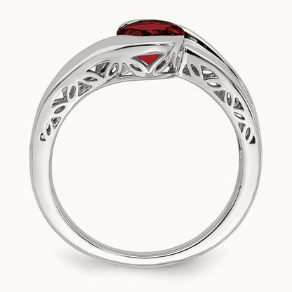 Garnet Bypass Ring, 14K White Gold