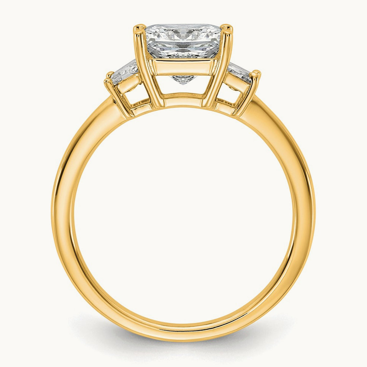 Princess & Trapezoid Engagement Ring — 14K Yellow Gold, 2 ct, 7