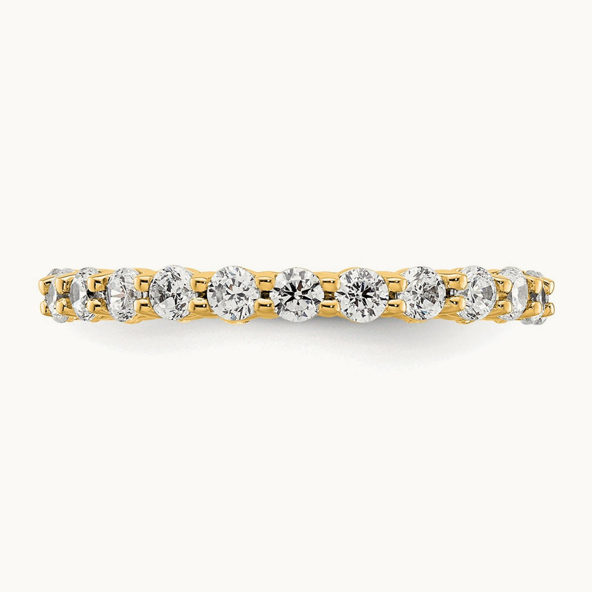 Polished Shared Prong Diamond Eternity Band — 14K Yellow Gold