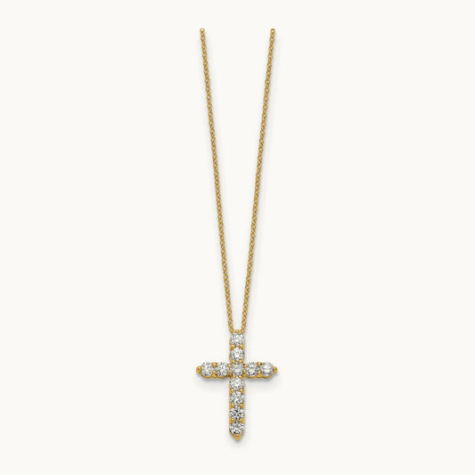 Diamond Cross 18 inch Necklace, 14K