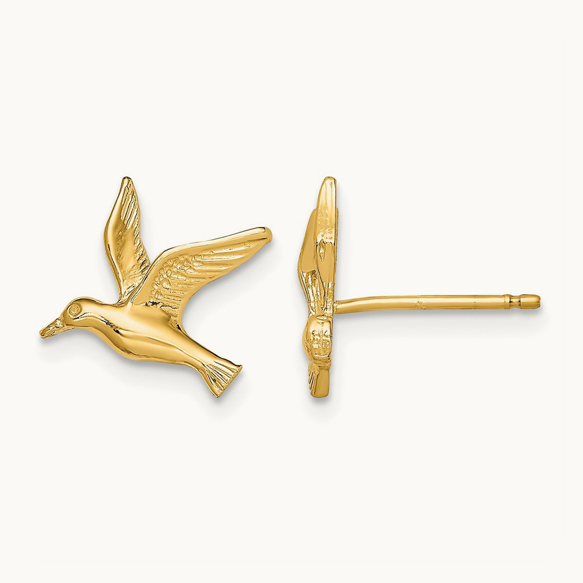 Polished Seagull Post Earrings — 14K Yellow Gold