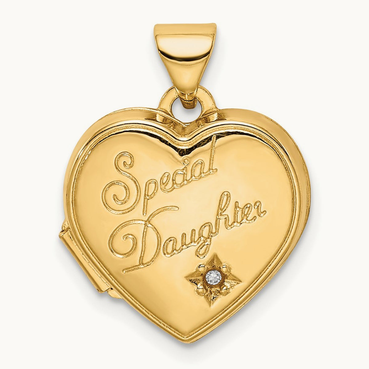 Diamond Special Daughter Heart Locket, 15mm, 14K
