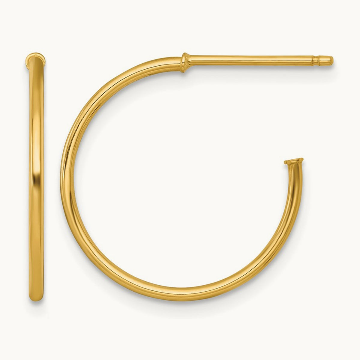 1.2 x Polished Post Hoop Earrings — 14K Yellow Gold