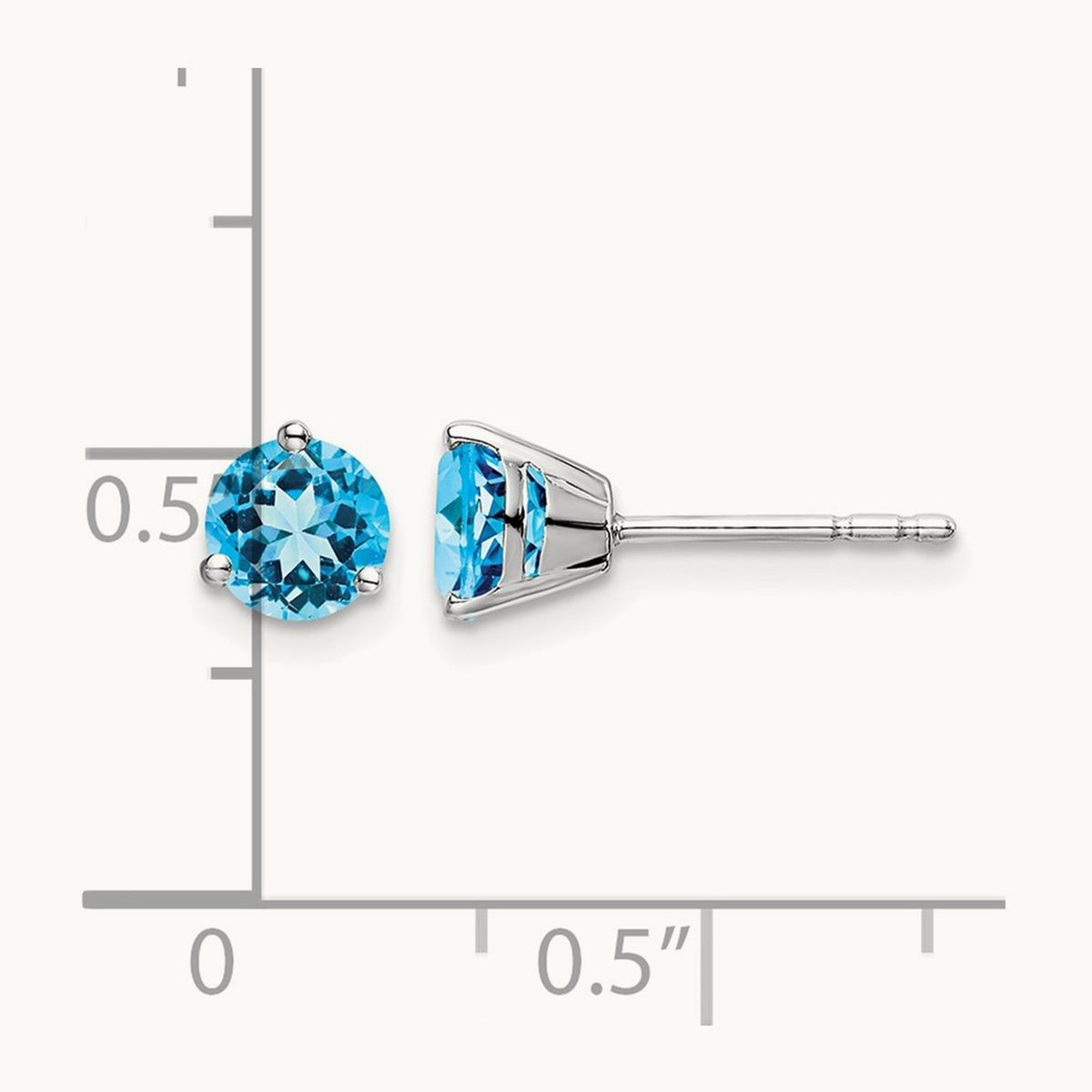 Round Blue Topaz Earrings — 5.4mm