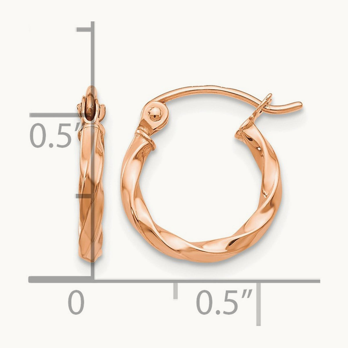 Twisted Hoop Earrings — 14K Rose Gold, 12mm