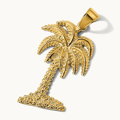 Large Palm Tree Pendant, 14K