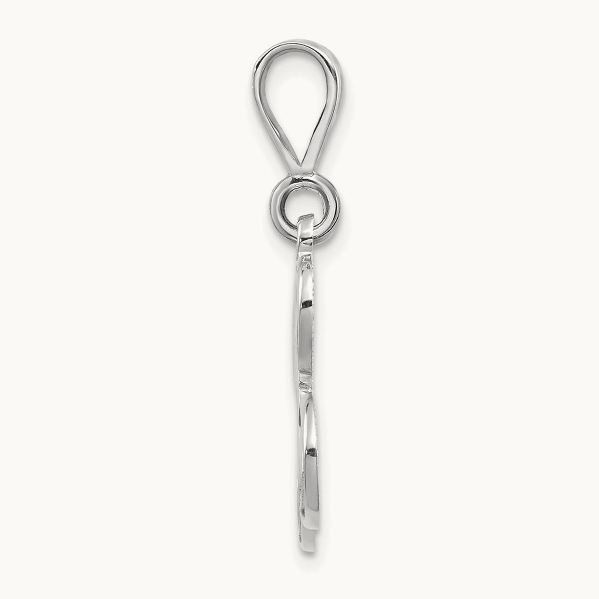 Solid Polished Script Filigree Initial Pendant — L