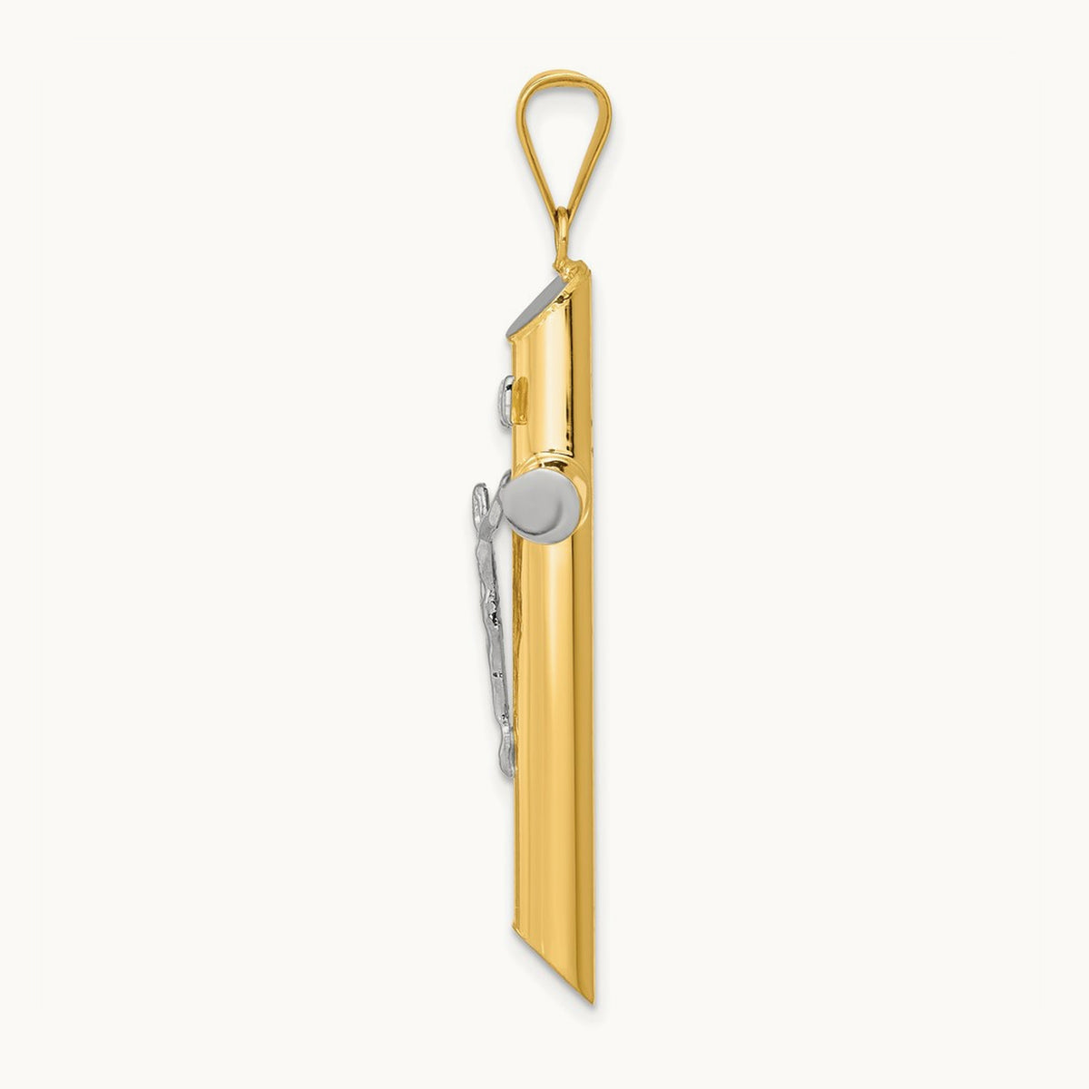 w/Rhodium Inri Crucifix Pendant, 14K Two-tone