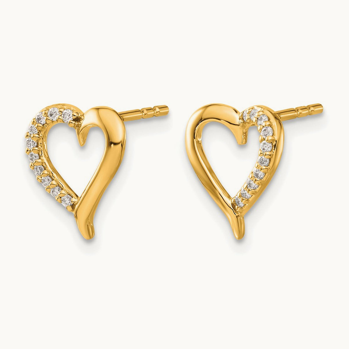 Diamond Heart Post Earrings — photo set