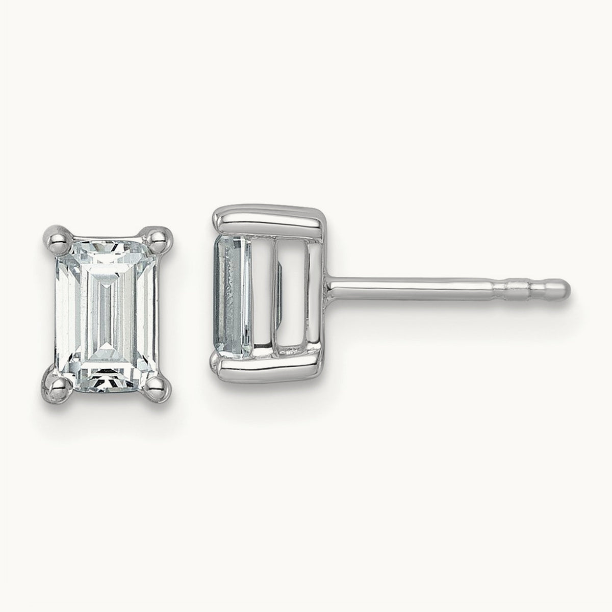 Emerald Four-Prong Stud Earrings, 0.50-6.00 ct tw Lab-Grown Diamond — 1 1/2 ct, 14K White Gold