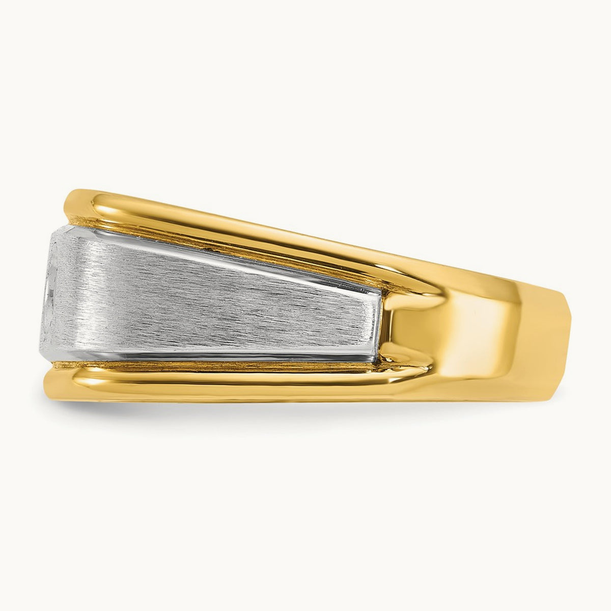 IBGoodman Men's Polished and Satin Diamond Complete Ring, 14K Two-tone