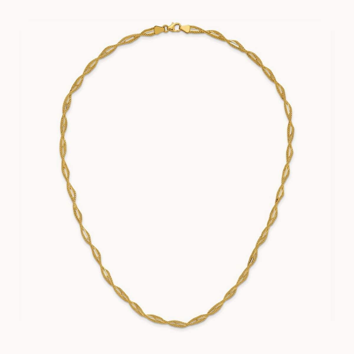 Polished and Textured Twist Necklace, 14K — Leslie's