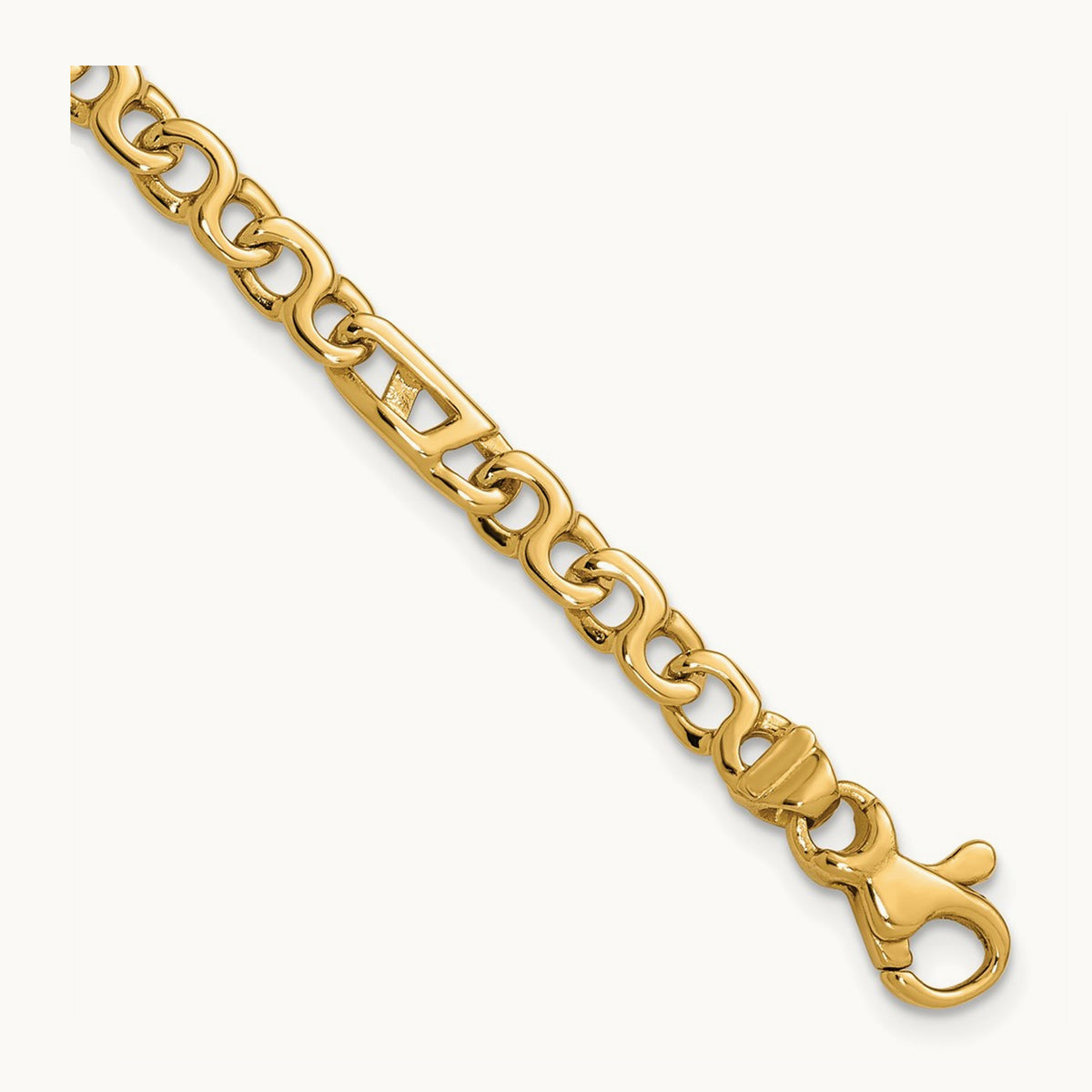 Hand Polished Fancy Link Bracelet, 4.3mm, 14K