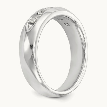5-Stone Diamond Channel Band, 14K White Gold