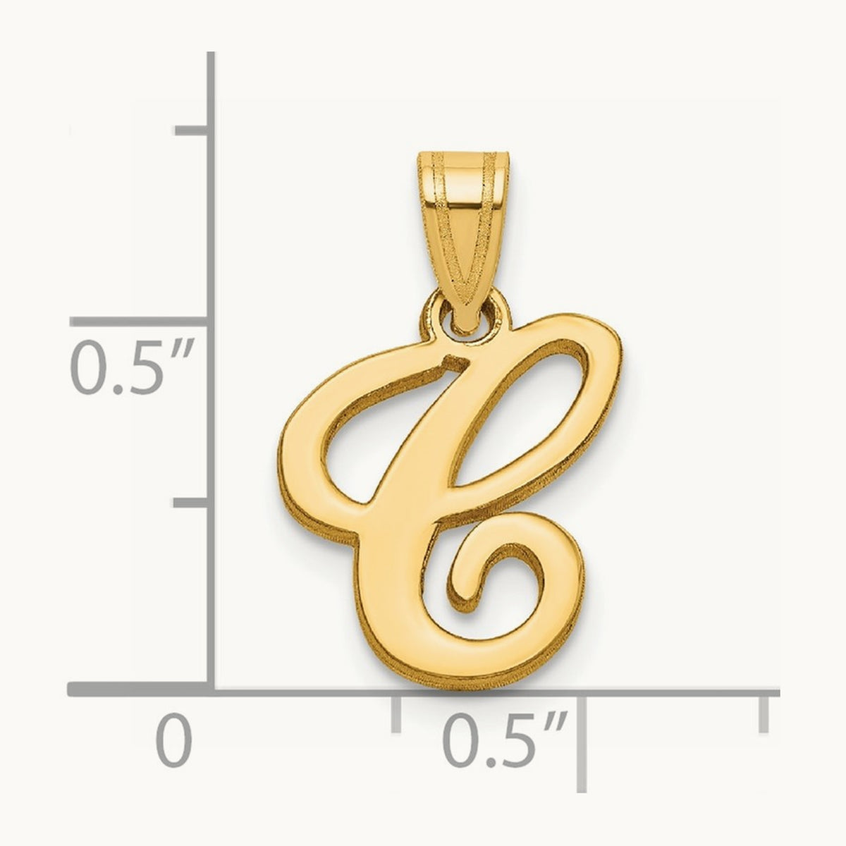 Script Letter C Initial Pendant, 14K Yellow Gold