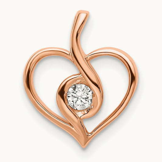 Bezel Open Heart Pendant, 0.10 ct tw Lab-Grown Diamond
