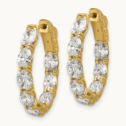Oval & Round in/Out Hoop Earrings, 4.00 ct tw Lab-Grown Diamond — 14K Yellow Gold