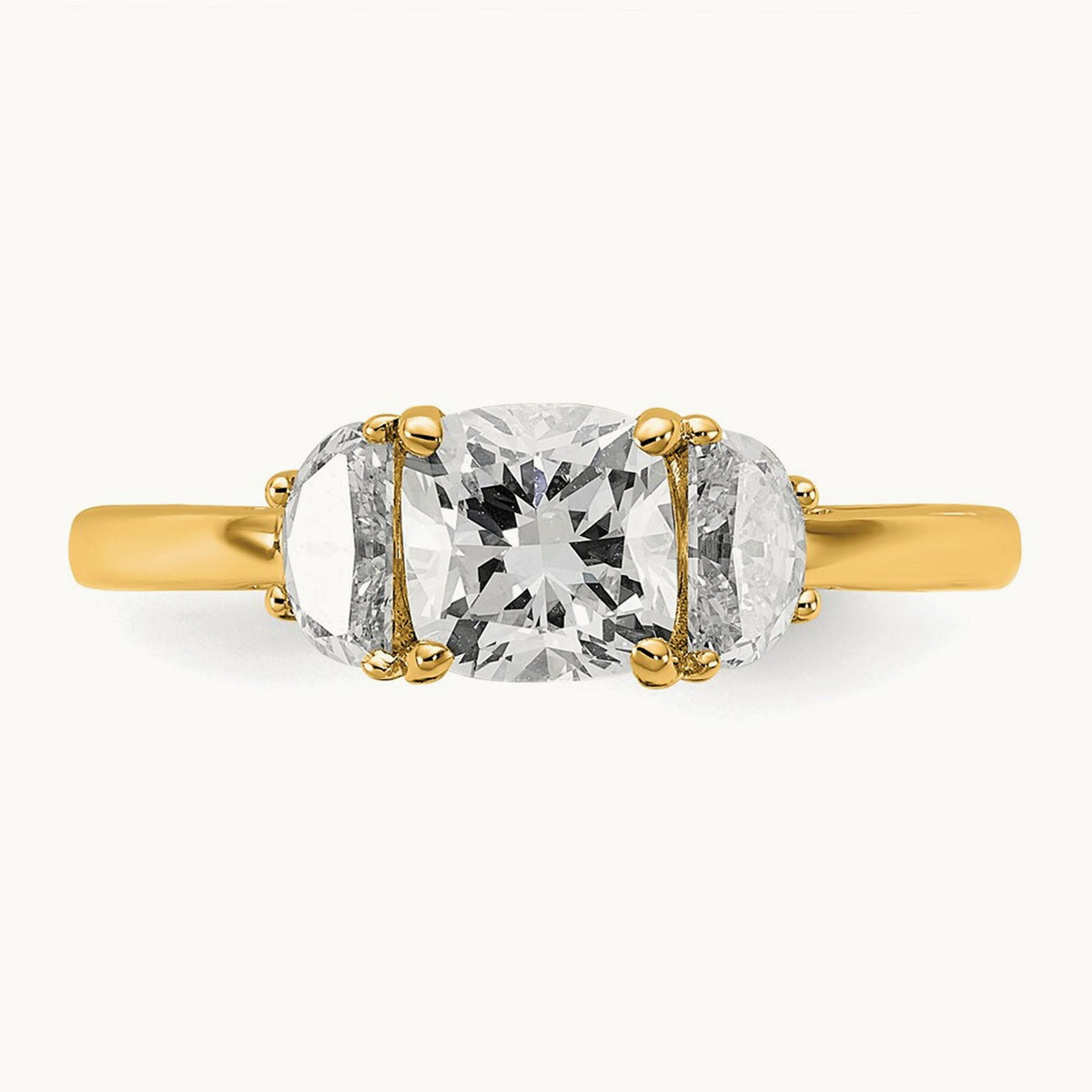 Half Moon & Cushion Semi-Mount Engagement Ring, 0.25-1.00 ct tw Lab-Grown Diamond — 3/8 ct, 14K Yellow Gold