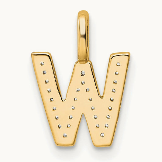 Diamond Letter W Initial Pendant, 14K Gold