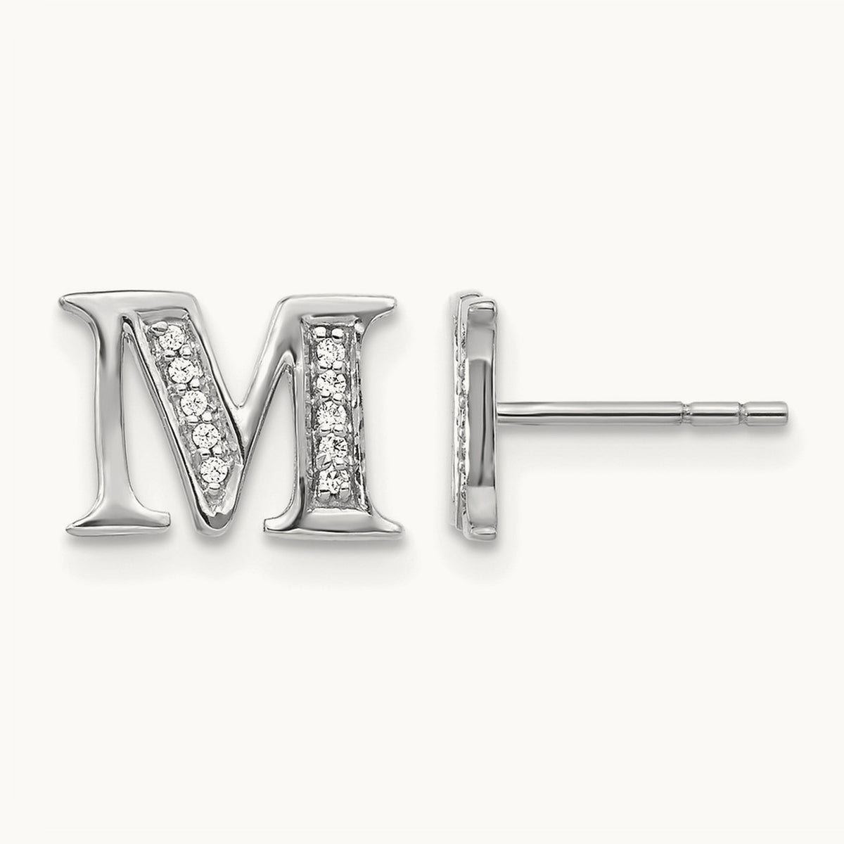 Diamond Earrings — 14K White Gold, 8mm, M