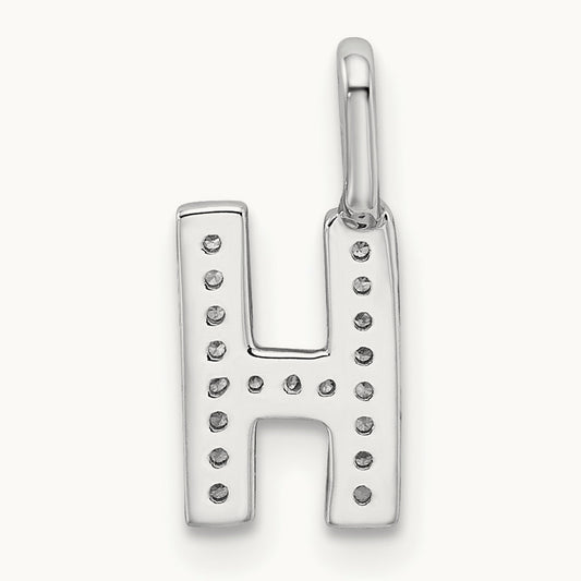 Diamond Letter H Initial Pendant, 14K White Gold