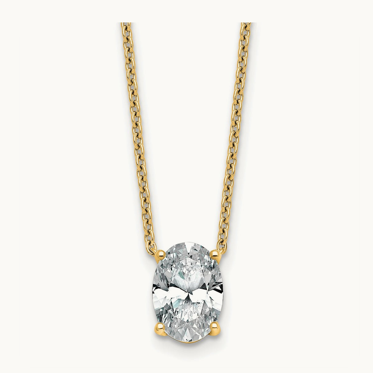 Oval Pendant Necklace, 0.25-4.00 ct tw Lab-Grown Diamond — 2 ct, 14K Yellow Gold