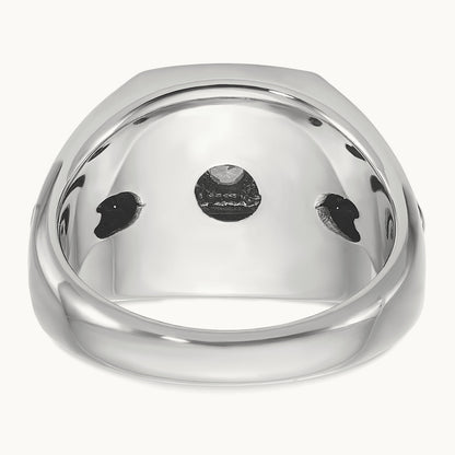 14kwr w/ Black RH IBGoodman Men's Polished & Satin Diamond Ring