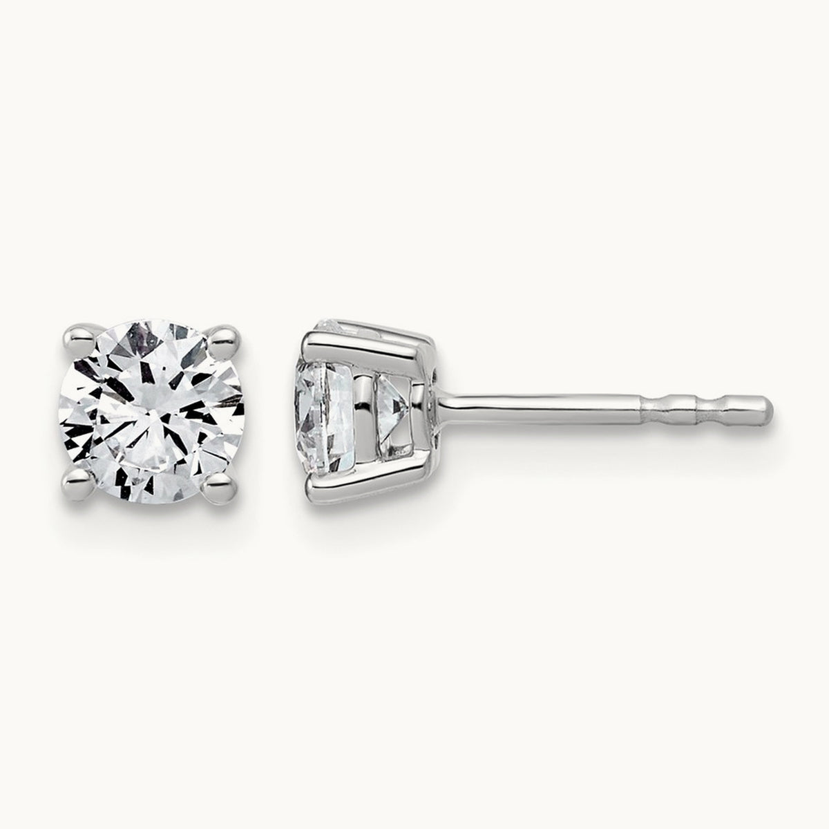 Round Lightweight Earrings, 0.25-6.00 ct tw Lab-Grown Diamond — 1 ct, 10K White Gold