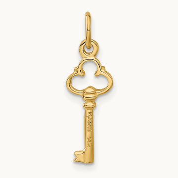 Polished Diamond-cut 3D Key Charm, 14K