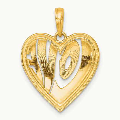 Polished LOVE In Heart Charm, 14K with White Rhodium