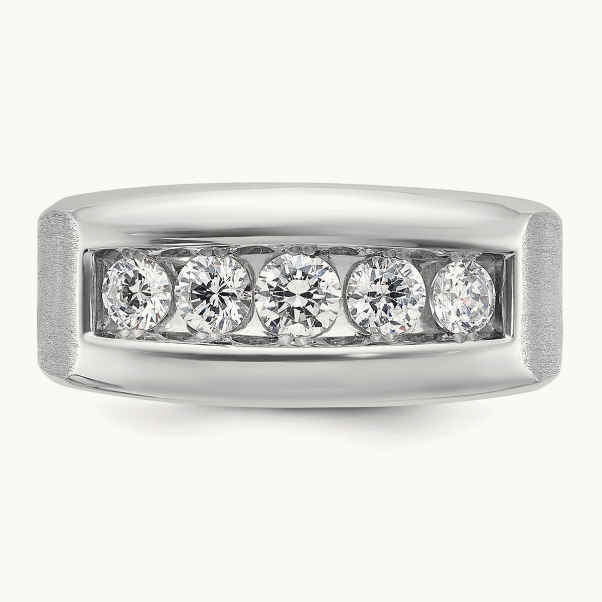 IBGoodman Men's Polished & Satin 5-Stone Diamond Ring, 14K White Gold