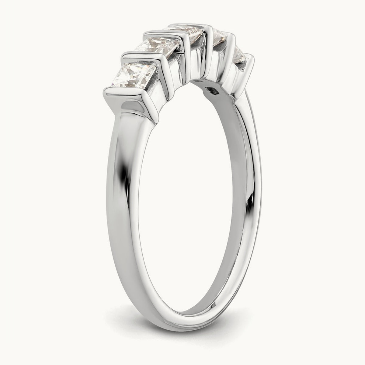 Bar-Set Princess-Cut 5-Stone Band — 2/3 ct, 7