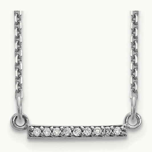 Diamond Tiny Bar Necklace, 14K White Gold