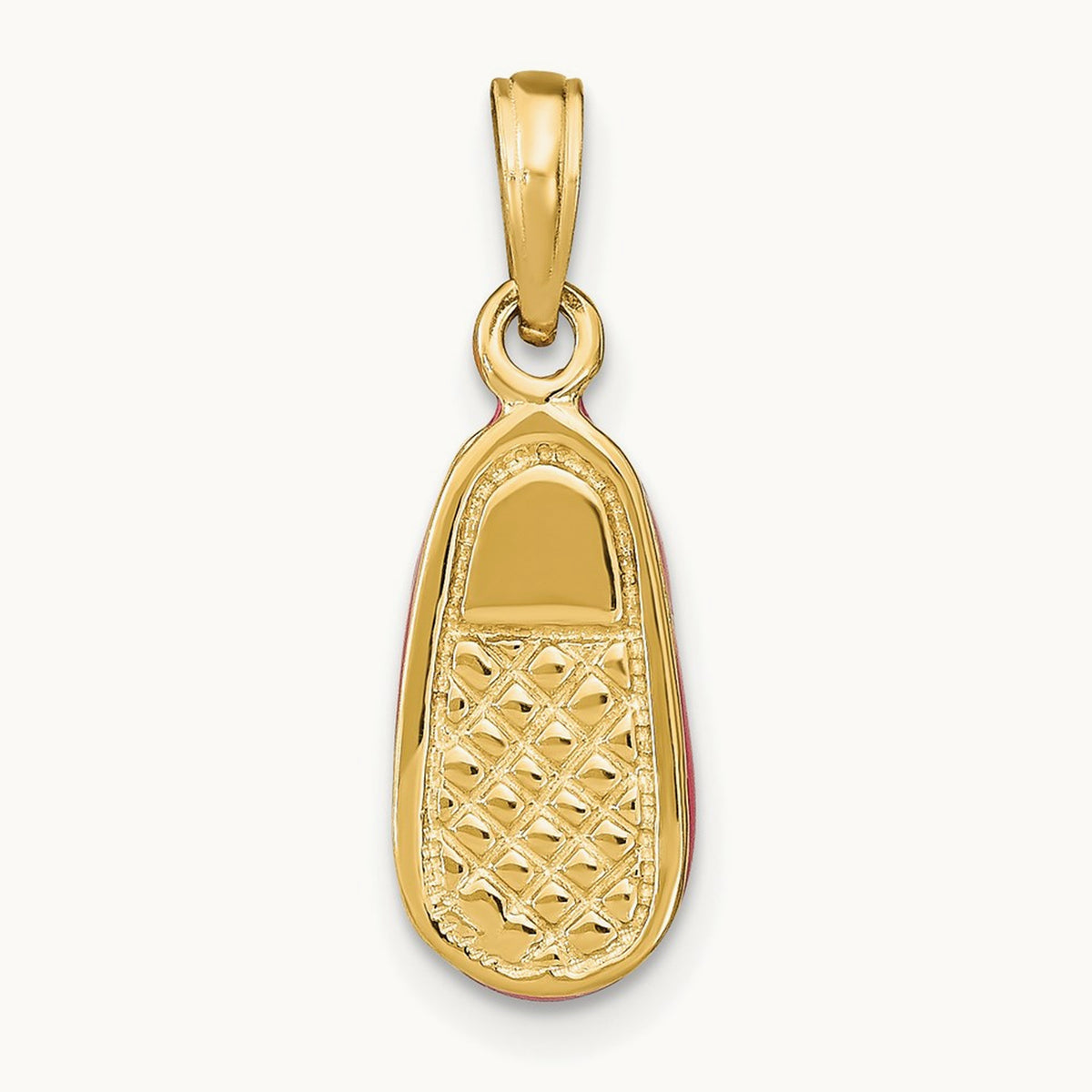 w/ Pink Enamel 3-D Baby Shoe Charm, 14K