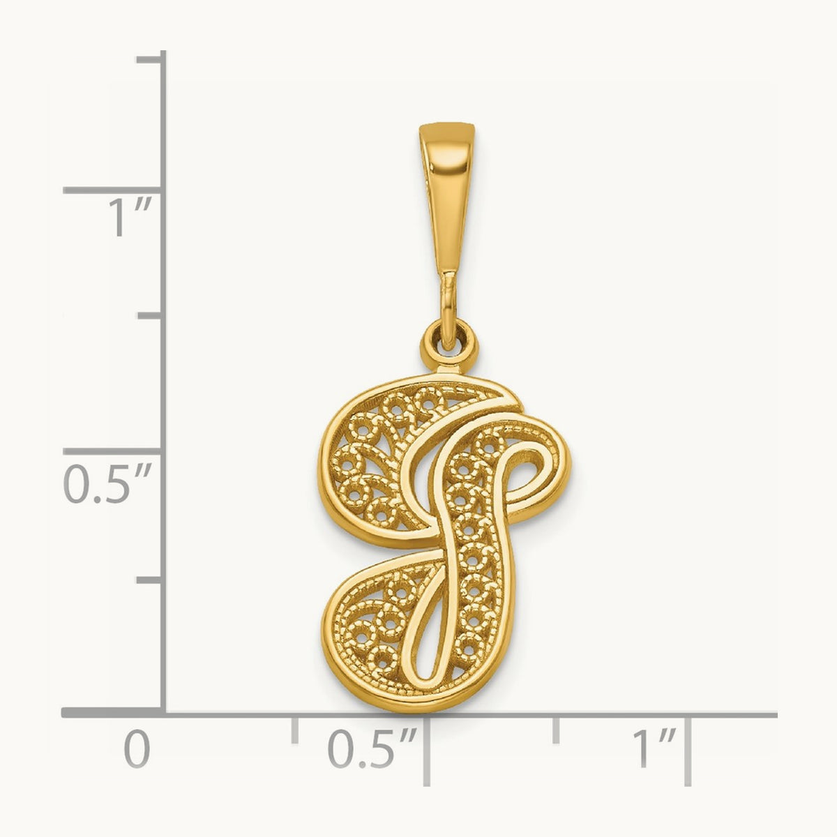 Polished Script Filigree Initial Pendant — G