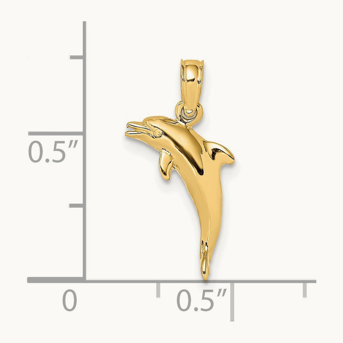 3-D Polished Mini Dolphin Jumping Charm, 14K