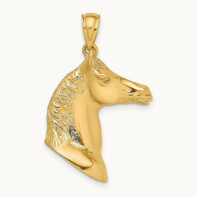3-D Polished Horse Head Charm, 14K