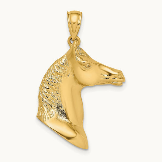 3-D Polished Horse Head Charm, 14K