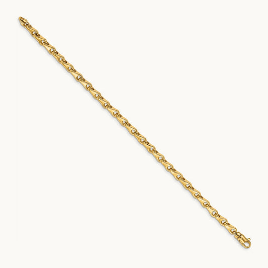 Hand-polished Fancy Link Bracelet, 3.9mm, 14K