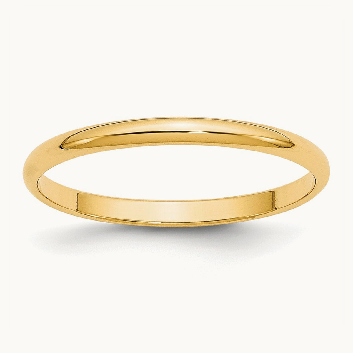 Lightweight Half Round Band, 2mm, 10K Yellow Gold