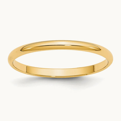 Lightweight Half Round Band, 2mm, 10K Yellow Gold