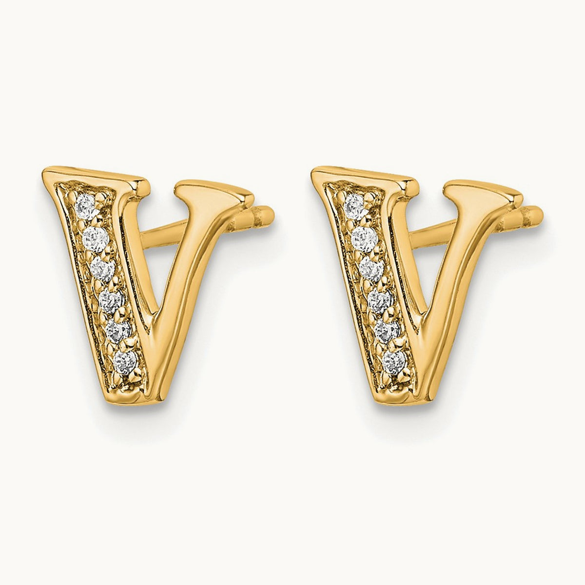 Diamond Earrings — 14K Yellow Gold, 8mm, V