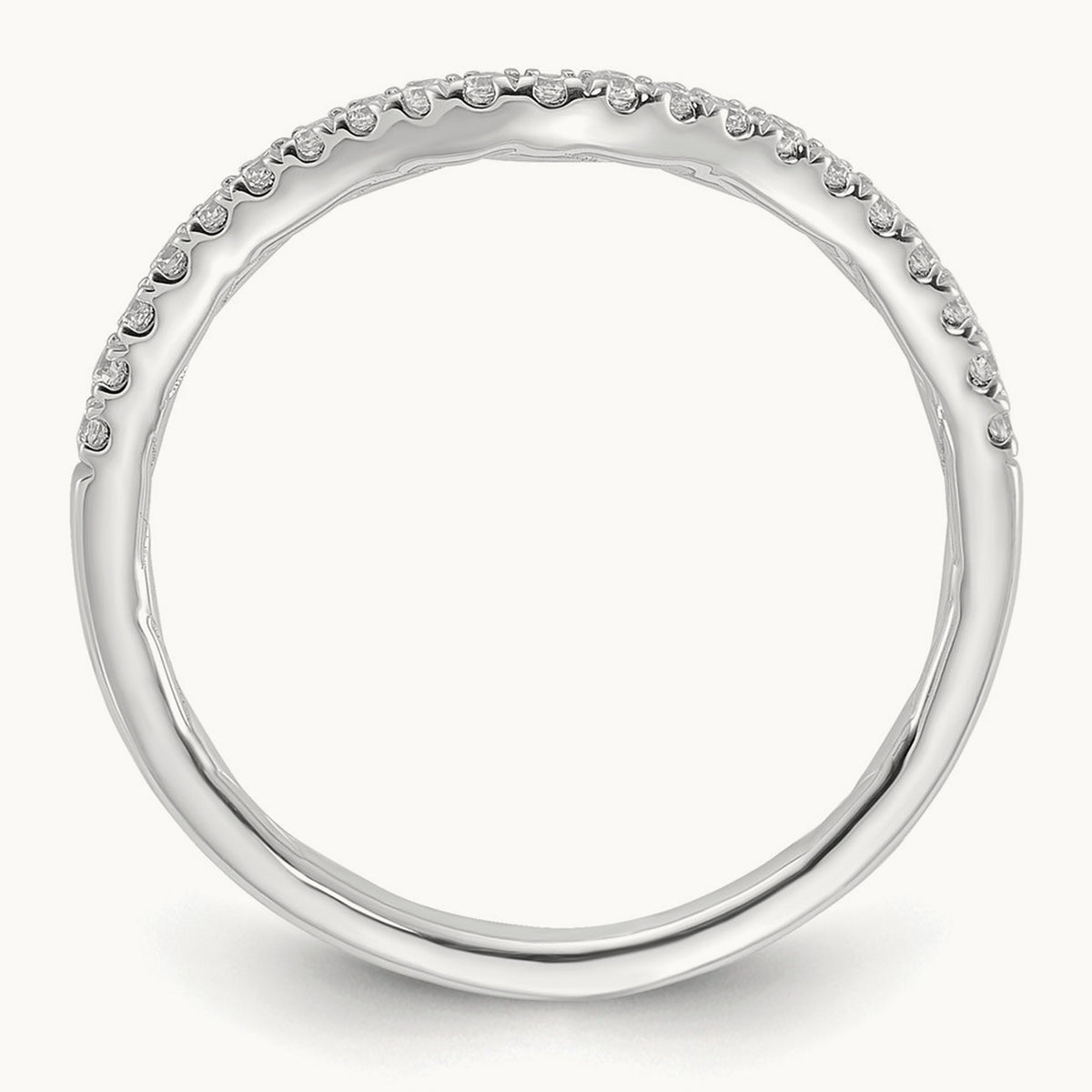 Contoured Wedding Band — 14K White Gold, VS (Best), 7