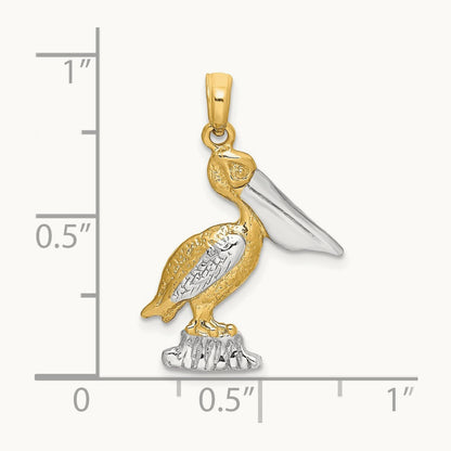 Standing Pelican Charm, 14K with White Rhodium