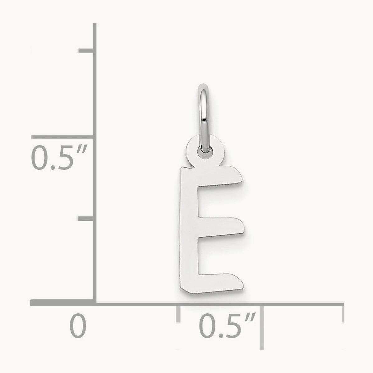 Small Slanted Block Initial Charm — 14K White Gold, E