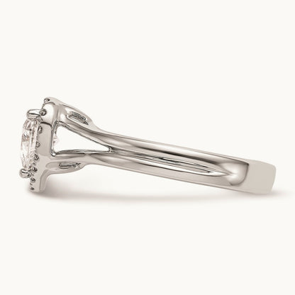 Heart Halo Semi-Mount Split Shank Engagement Ring, 0.10 ct tw