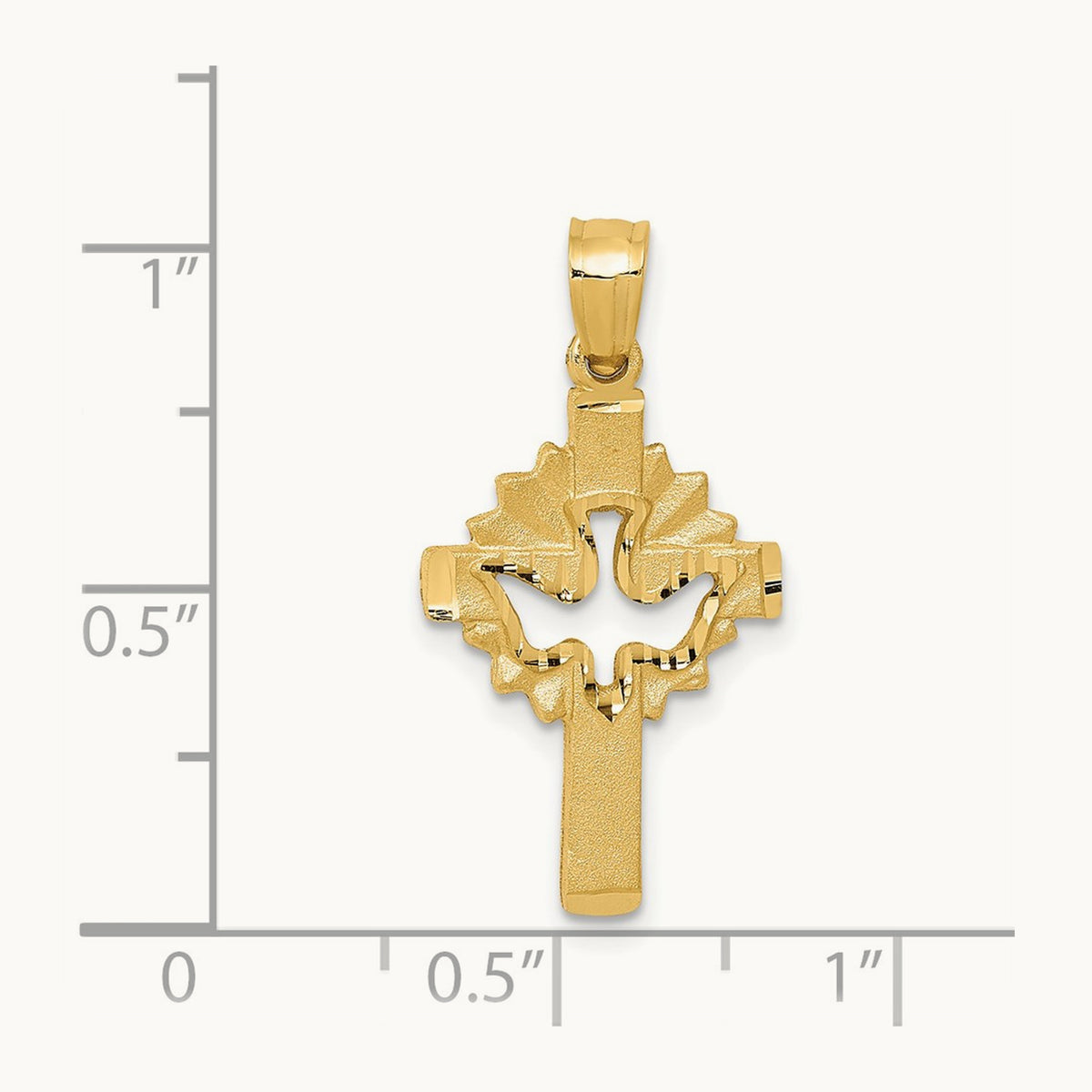 Dove Cross Charm, 14K